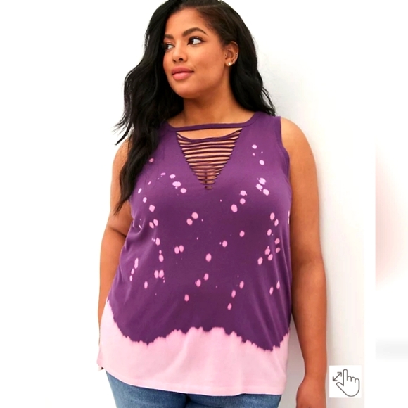 torrid Tops - NEW! 5X TORRID V-NECK SLASHER TANK- COTTON TIE DYE PINK W/ PURPLE 5X NWT